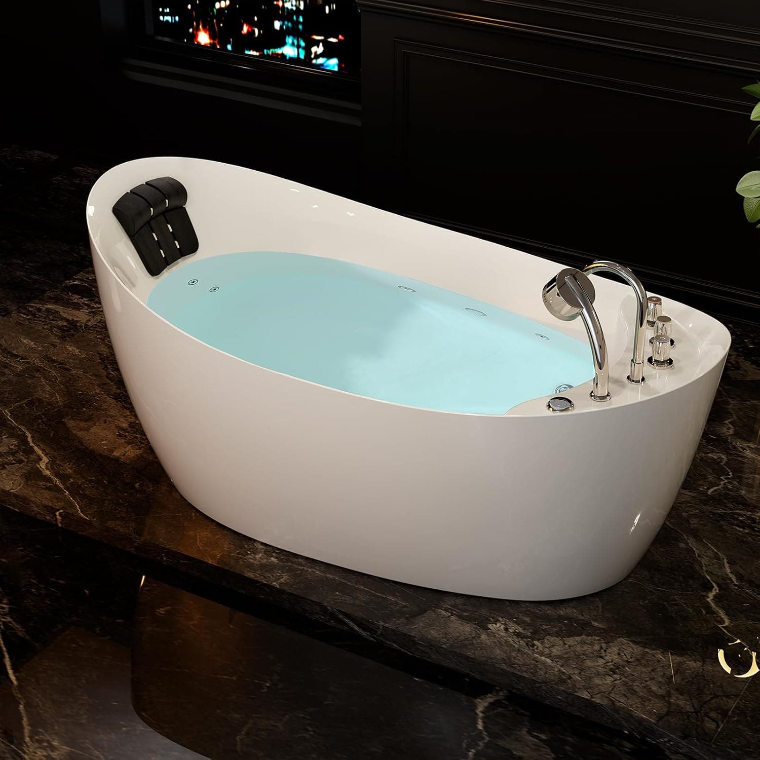 Empava 67-Inch Freestanding Boat-Shaped Jetted Tub