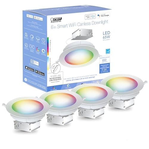 Feit Electric 6 Inch Smart LED Canless Recessed Downlight 4 Pack