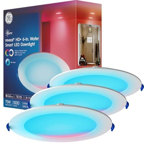 GE CYNC Reveal Wafer Smart LED Recessed Downlight 6 Inch (3-Pack, Matter)