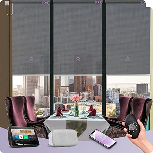 Graywind Motorized Solar Shades Hardwired WiFi (light-filtering, 5% openness)