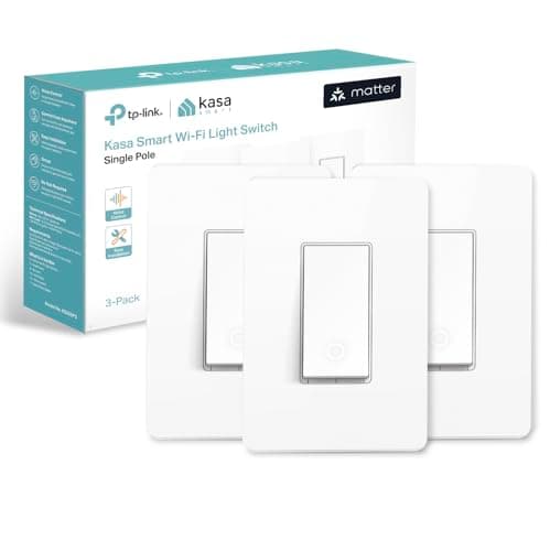 Kasa Matter Smart Light Switch: Voice Control w/Siri, Alexa & Google Assistant, UL Certified, Timer & Schedule, Easy Guided Install, Neutral Wire Required, Single Pole, 2.4GHz Wi-Fi, 3-Pack — Must Buy per expert consensus