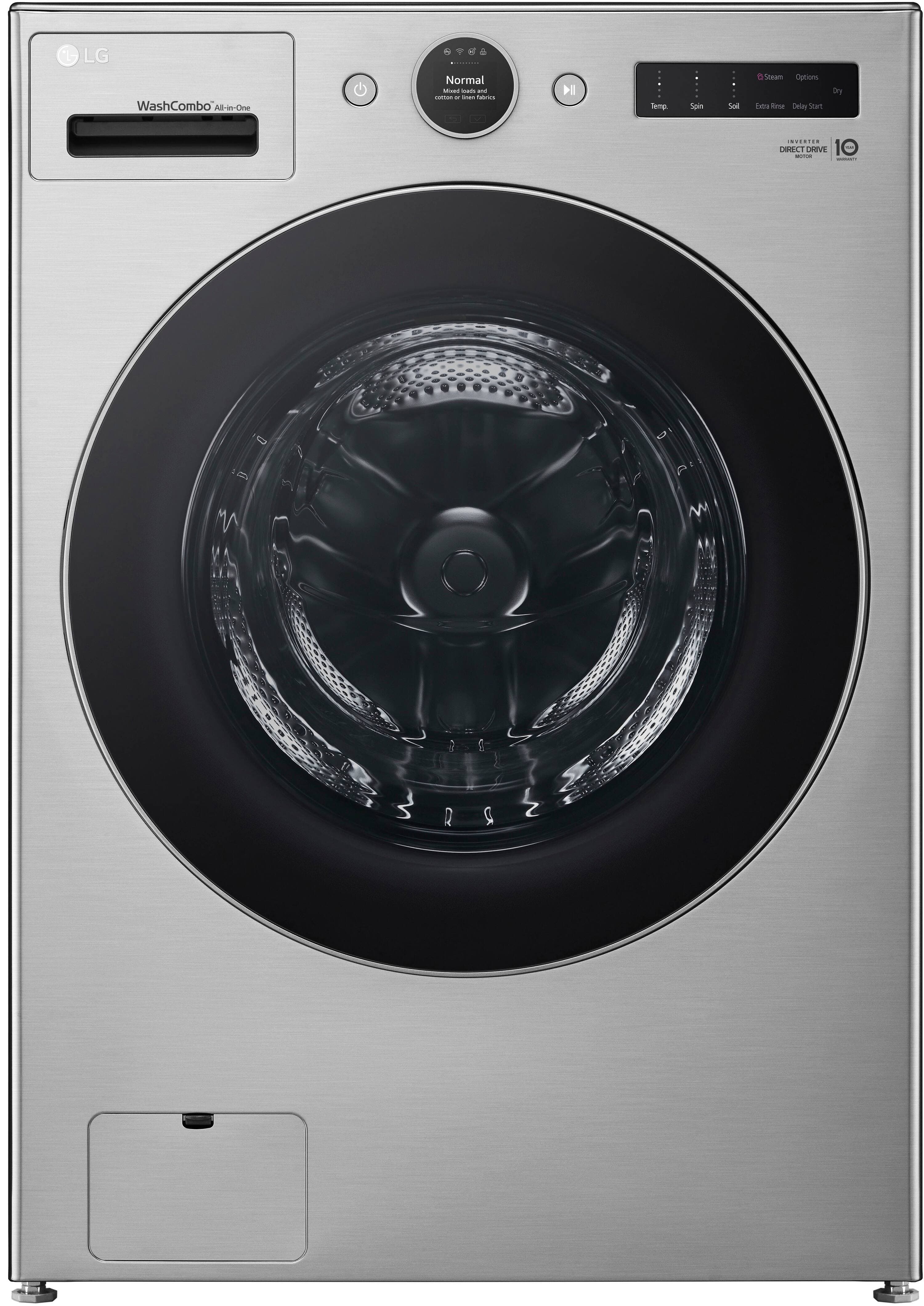 LG 5.0 Cu. Ft. HE Smart Mega Capacity All-in-One Electric Washer/Dryer WashCombo with Steam and Ventless Inverter Heat Pump - Graphite Steel