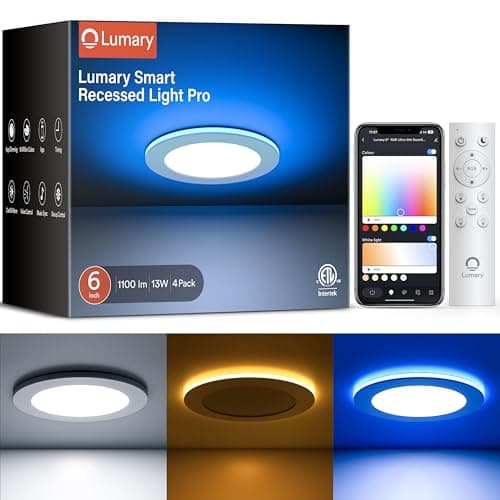 Lumary Smart Recessed Lighting Pro 6 Inch RGB Night Ring 4 Pack