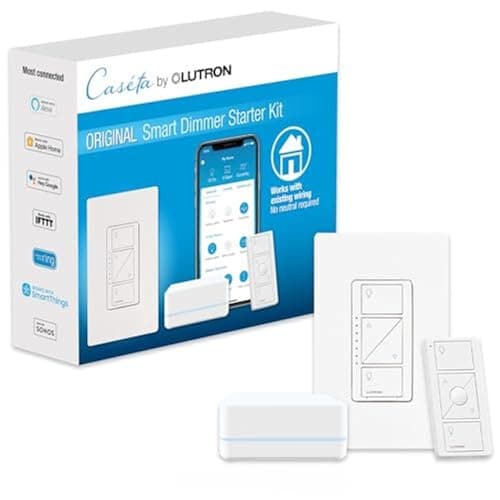 Lutron Caseta Original Smart Dimmer Starter Kit (P-BDG-PKG1W) — Entry Single-Dimmer Kit with Smart Hub & Pico Remote