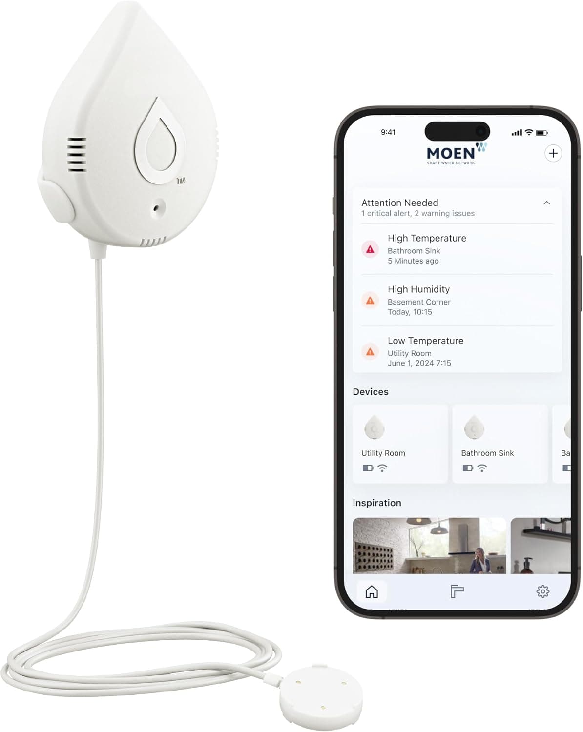 Moen Flo Smart Water Leak Detector — Recommended per expert consensus
