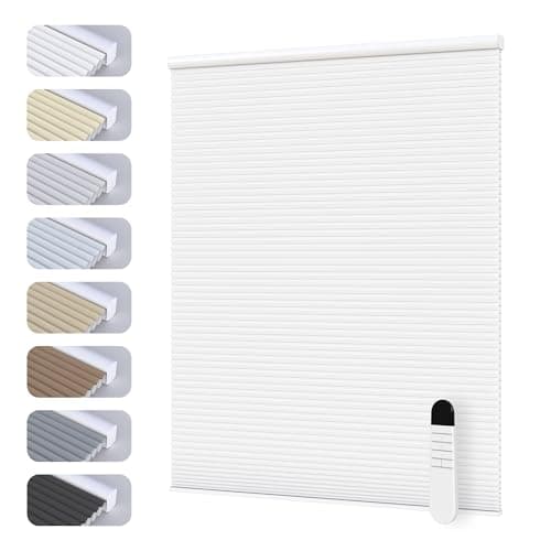 ODKblinds Motorized Cellular Shades with Cordless, Smart Electric Honeycomb Blind with Remote Control, Blackout or Light Filtering Fabric, Automatic Cellular Shades for Home and Office Indoor Window