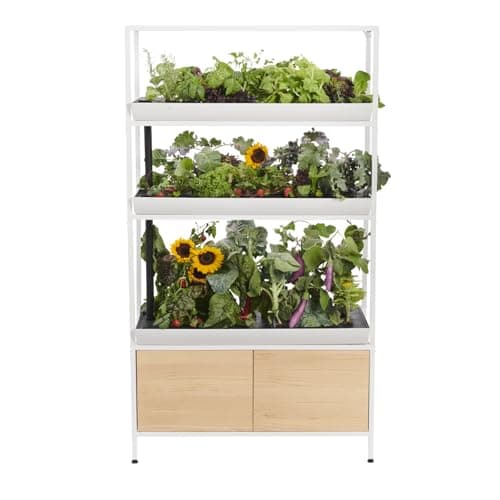 Rise Garden 3, Indoor Garden Hydroponic Growing System 195W LED 12-Gal Water Capacity for 108 Plants, Three Levels