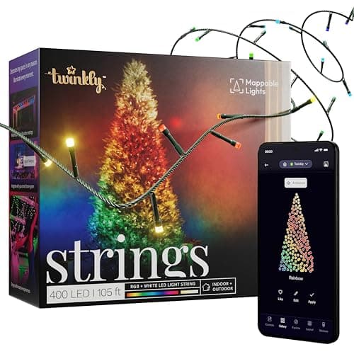 Twinkly App-Controlled 105ft Smart String LED Lights with 400 RGB+W LEDs- WiFi & Bluetooth Connectivity, Sync with Music, Indoor/Outdoor Use (IP44), Compatible with Google Assistant & Amazon Alexa