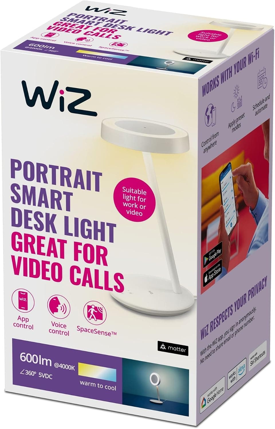 WiZ Portrait Desk Lamp — Recommended per expert consensus