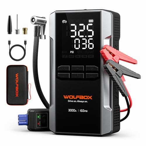 WOLFBOX 3000A Jump Starter with 160PSI Air Compressor — Recommended per expert consensus