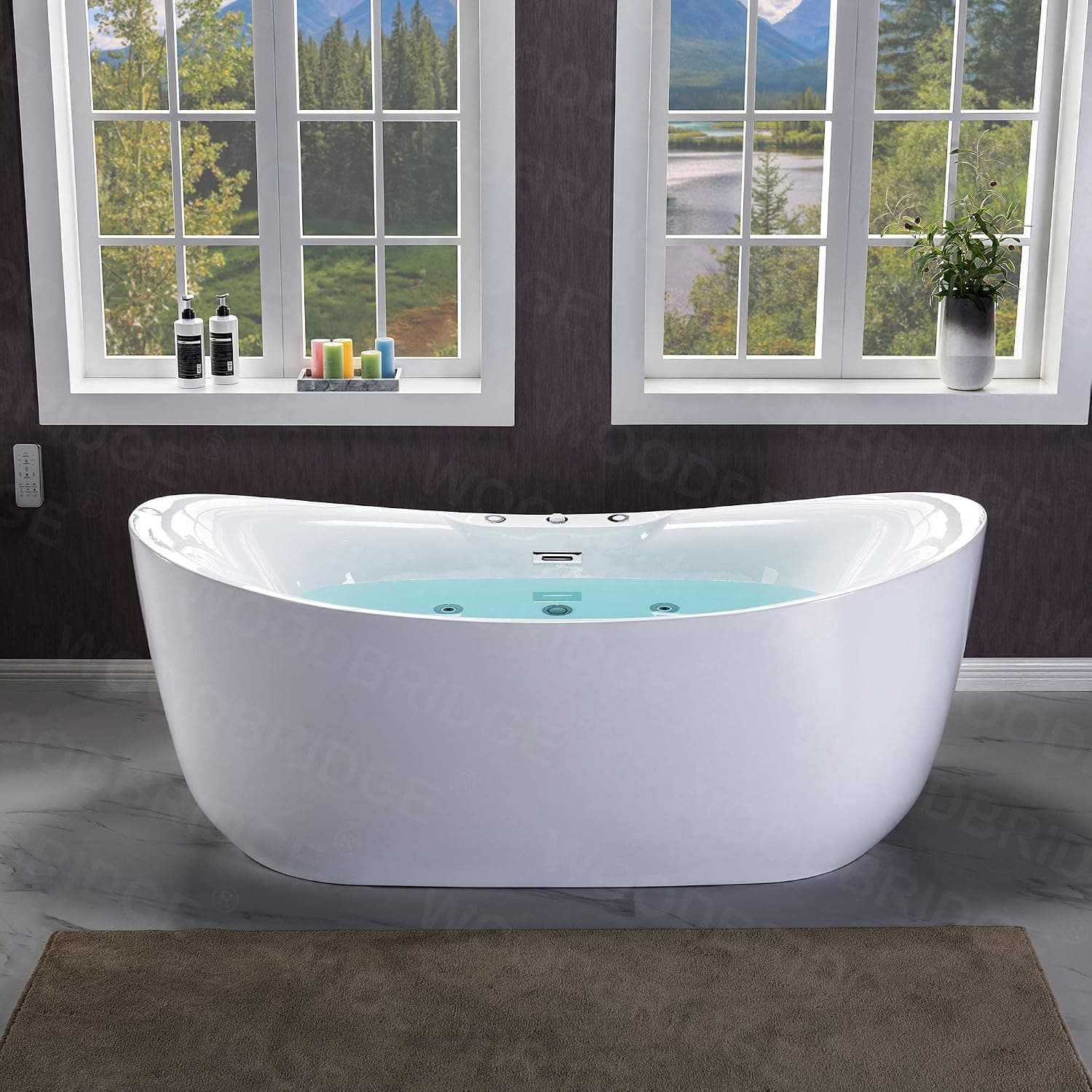 WOODBRIDGE 71-Inch Water Jetted and Air Bubble Bathtub