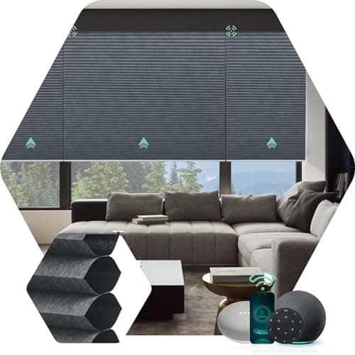 Yoolax Motorized Cellular Shades (Blackout Honeycomb, Custom Size, Alexa)