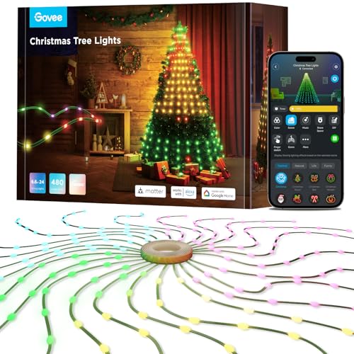 Govee Christmas Tree Lights (480 RGBIC LEDs, tree-wrap kit)