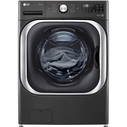 LG 5.2 cu. Ft Stackable Smart Front Load Washer in Black Steel with Steam & Turbowash Technology