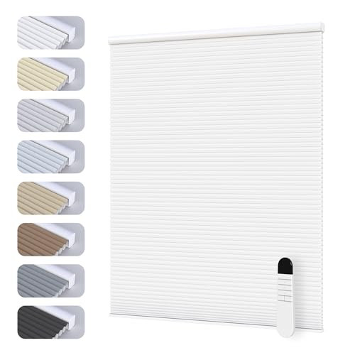ODKblinds Motorized Cellular Shades with Cordless, Smart Electric Honeycomb Blind with Remote Control, Blackout or Light Filtering Fabric, Automatic Cellular Shades for Home and Office Indoor Window